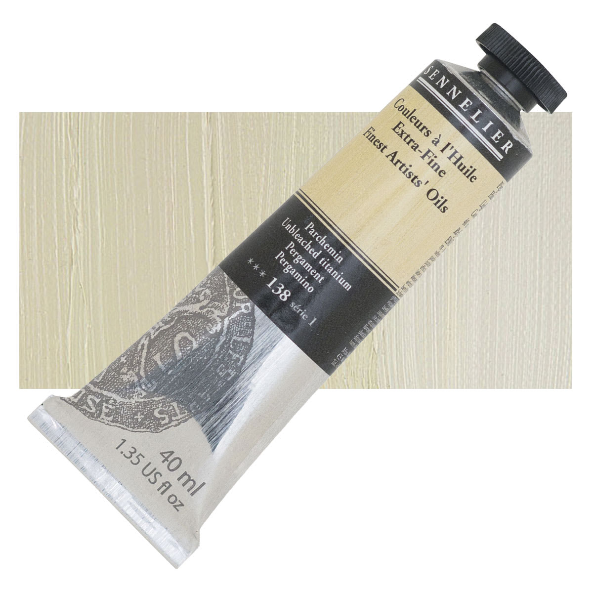 Sennelier Artists' Extra Fine Oil Paint - Unbleached Titanium, 40 ml Tube and swatch