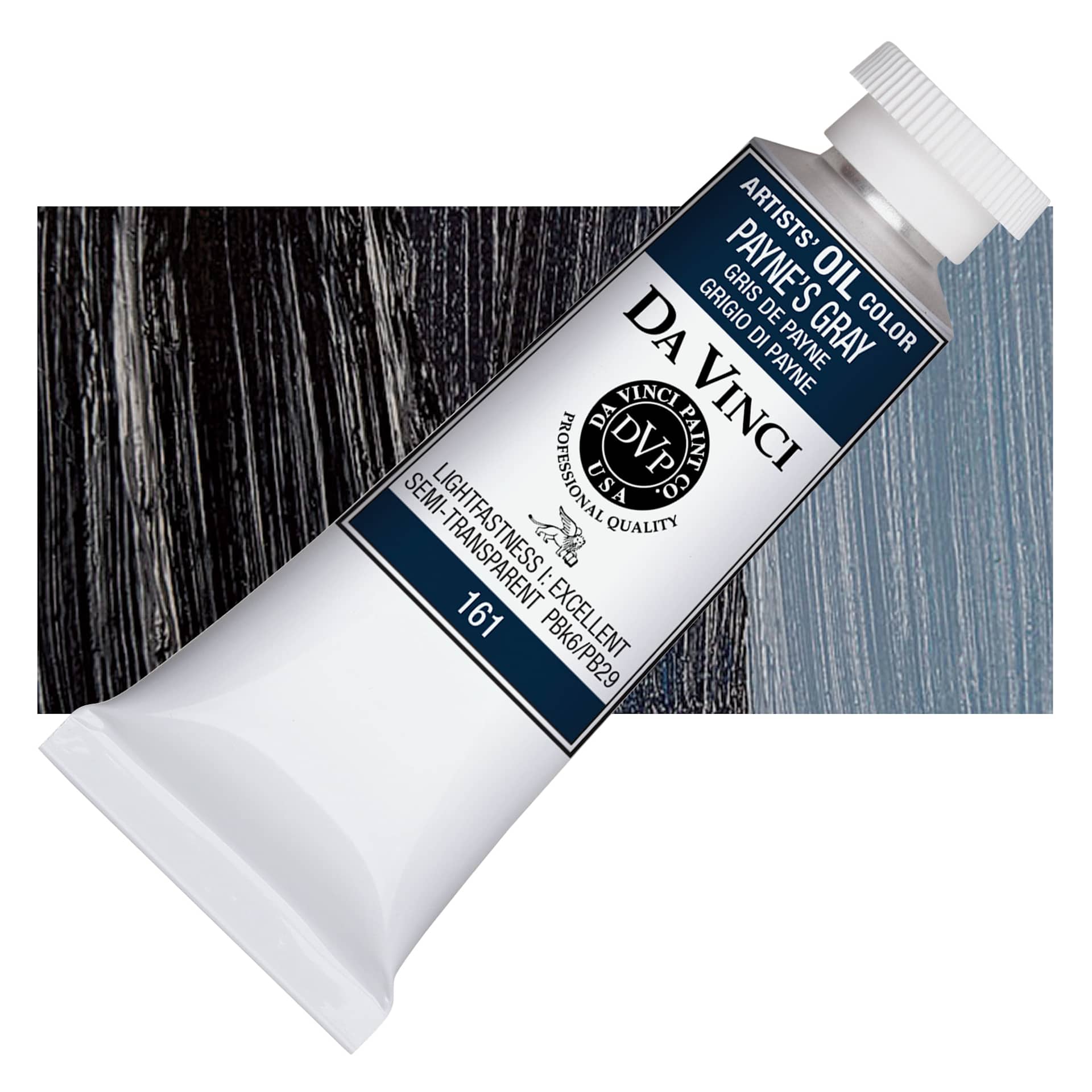 Da Vinci Artists' Oil Color - Payne's Gray, 37 ml Tube and swatch