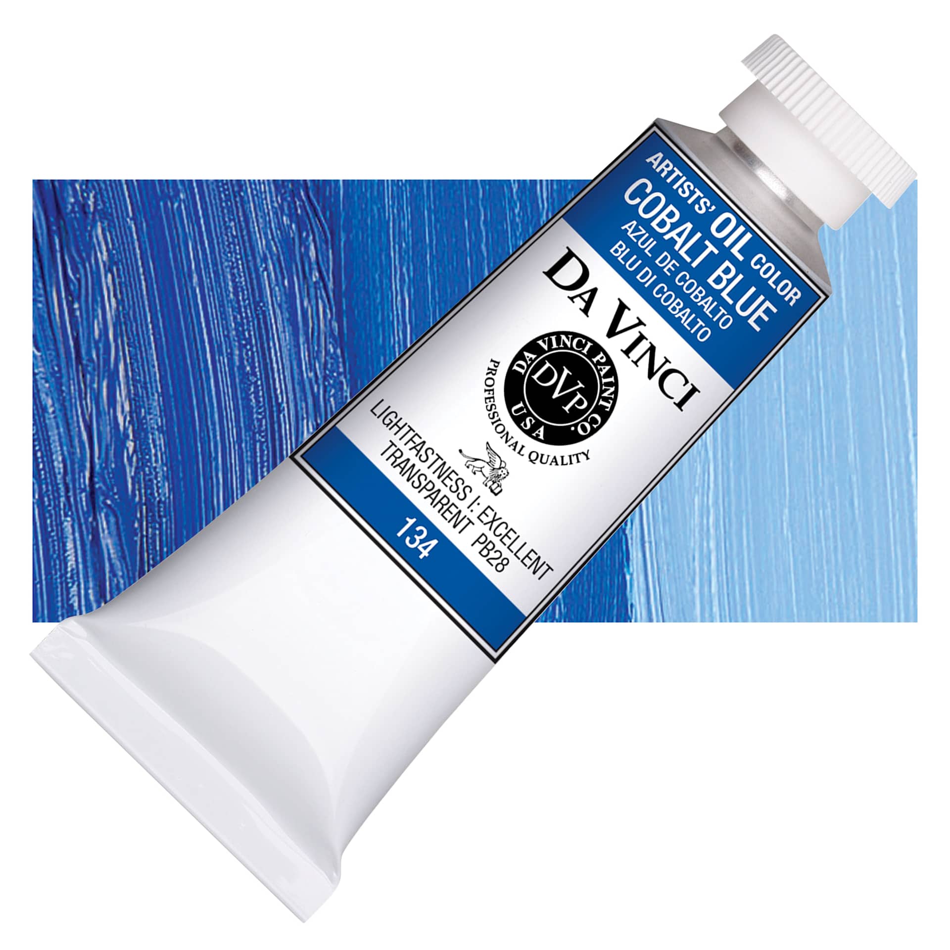 Da Vinci Artists' Oil Color - Cobalt Blue, 37 ml Tube and swatch