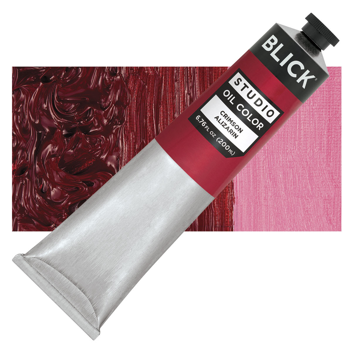 Blick Studio Oil Paint - Crimson Alizarin, 200 ml tube and swatch