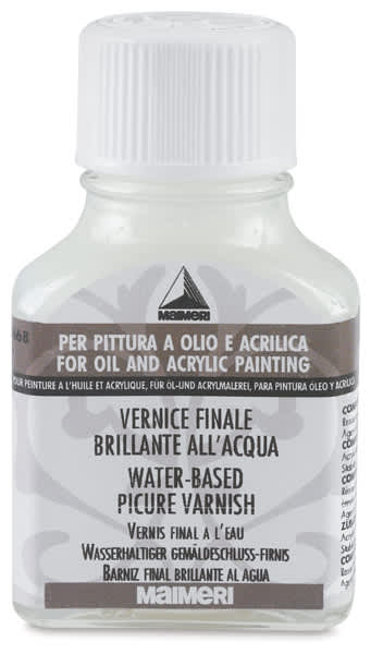 Water-Based Picture Varnish - Front view of 75 ml bottle of Regular Varnish