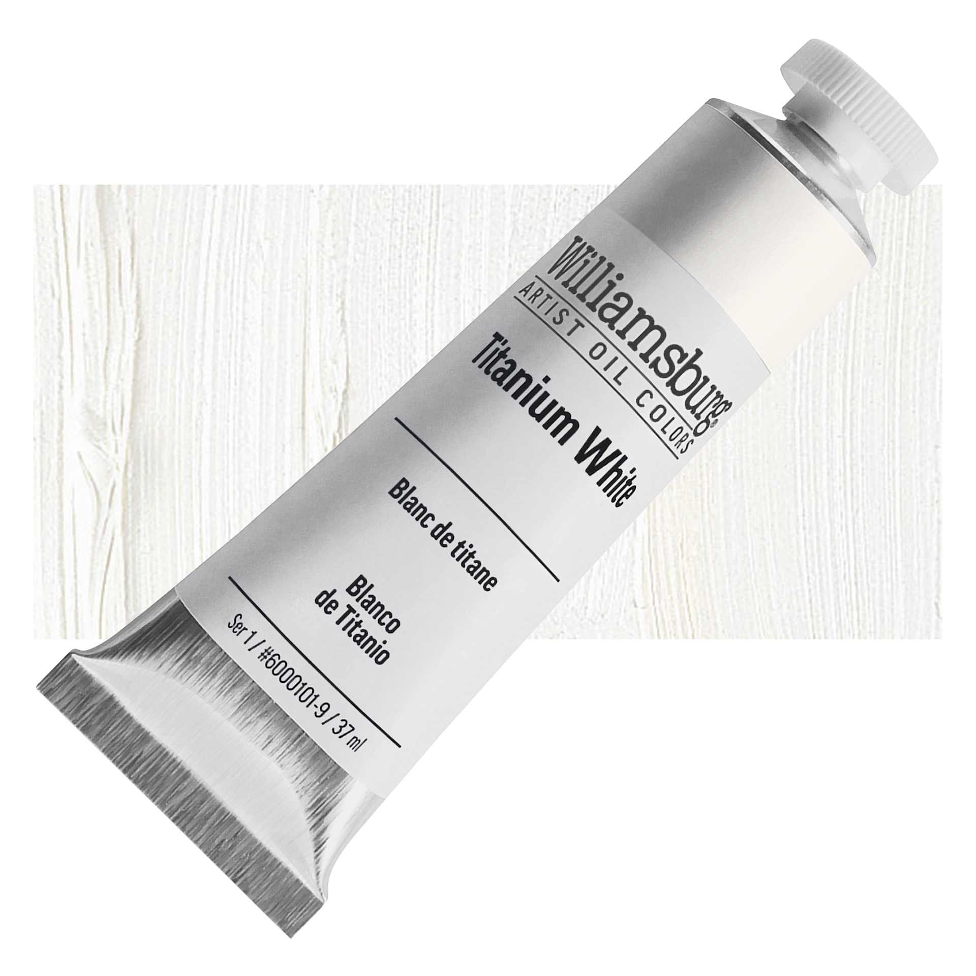 Williamsburg Handmade Oil Paint - Titanium White, 37 ml tube and swatch
