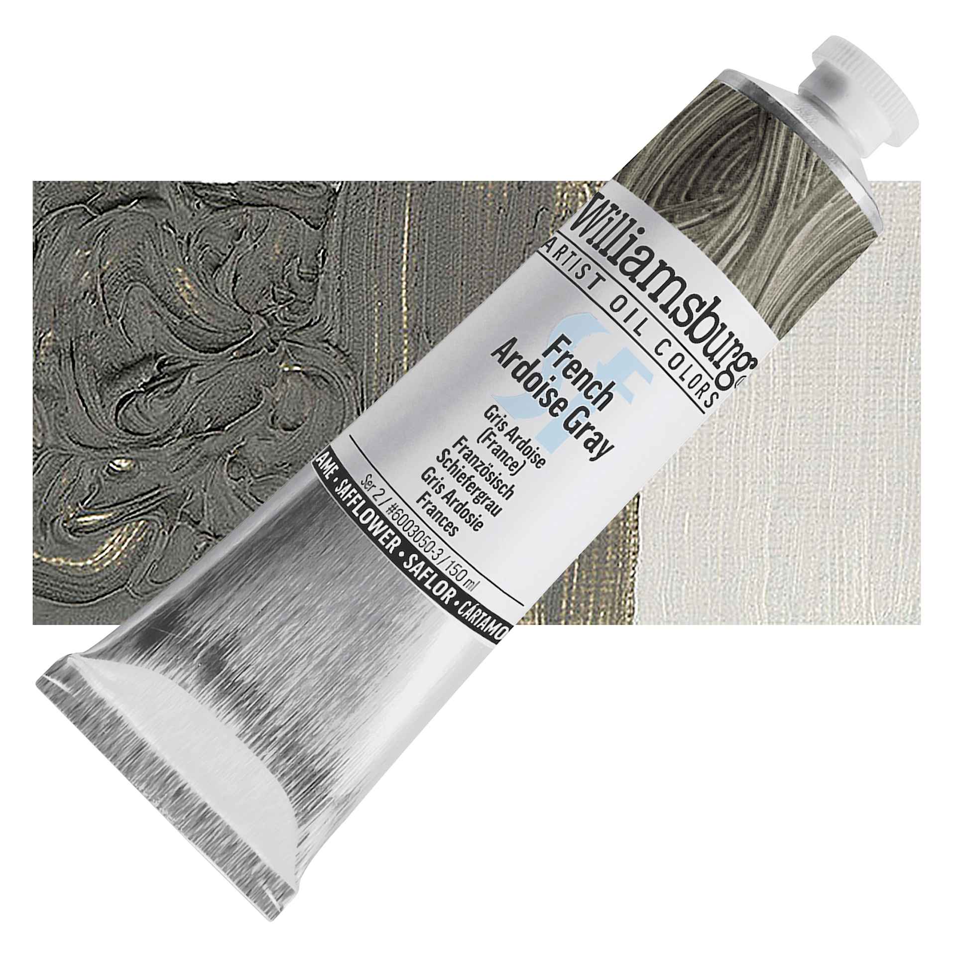 Williamsburg Handmade Safflower Oil Color - French Ardiose Grey, 150 ml tube and swatch