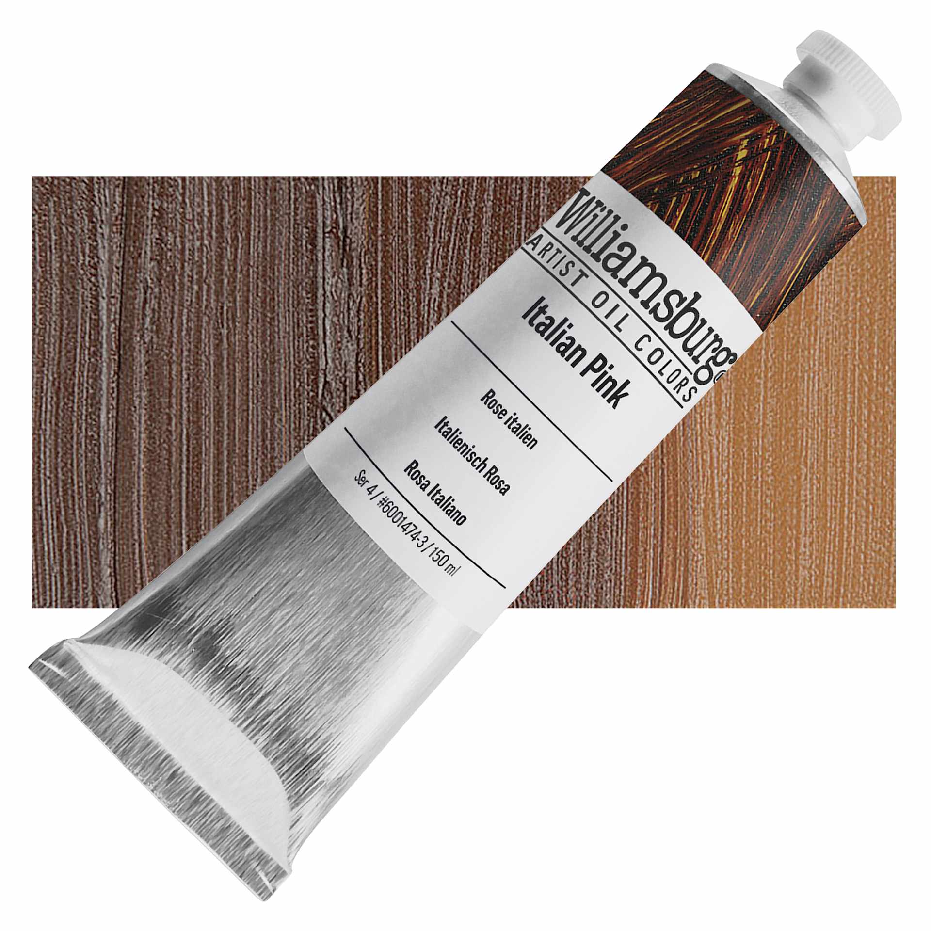 Williamsburg Handmade Oil Paint - Italian Pink, 150 ml tube and swatch