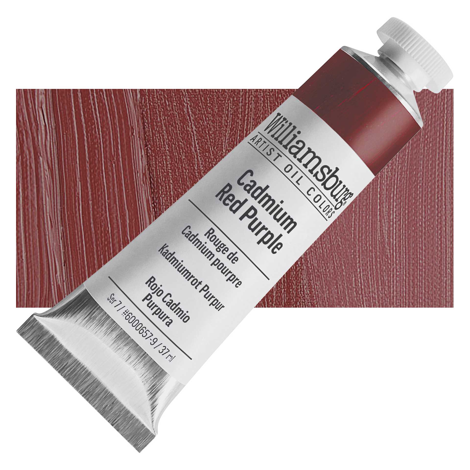 Williamsburg Handmade Oil Paint - Cadmium Red Purple, 37 ml tube and swatch