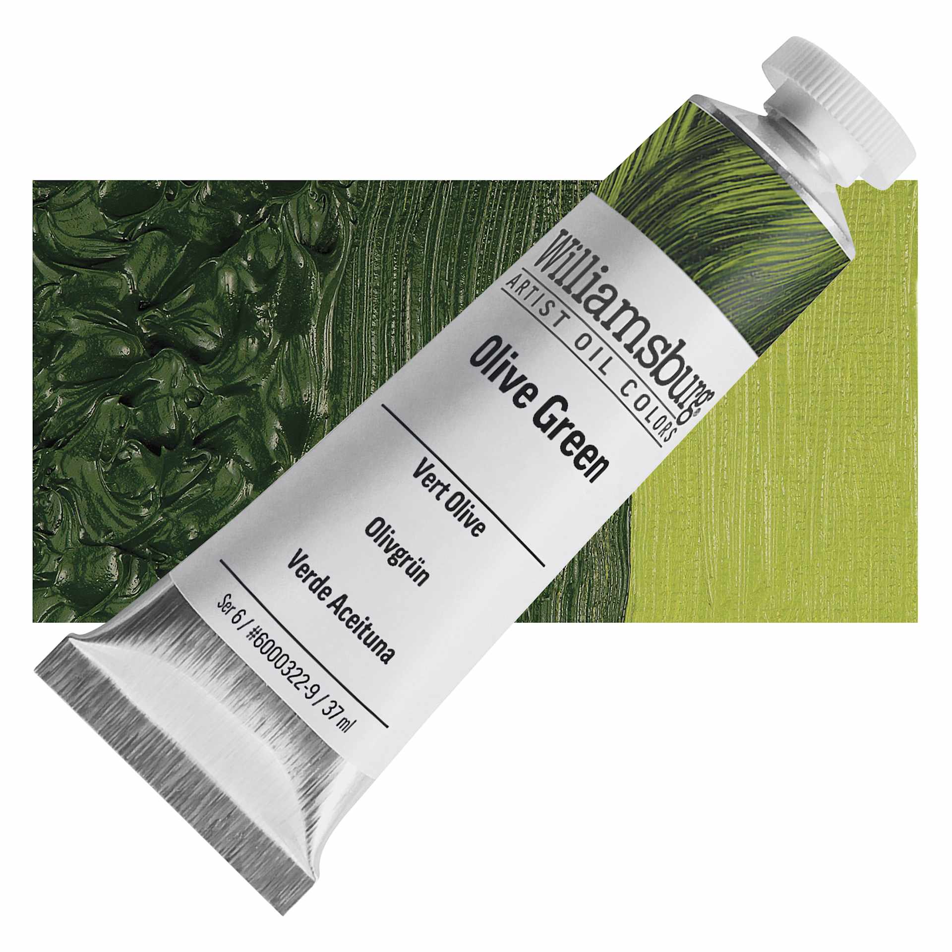 Williamsburg Handmade Oil Paint - Olive Green, 37 ml tube and swatch