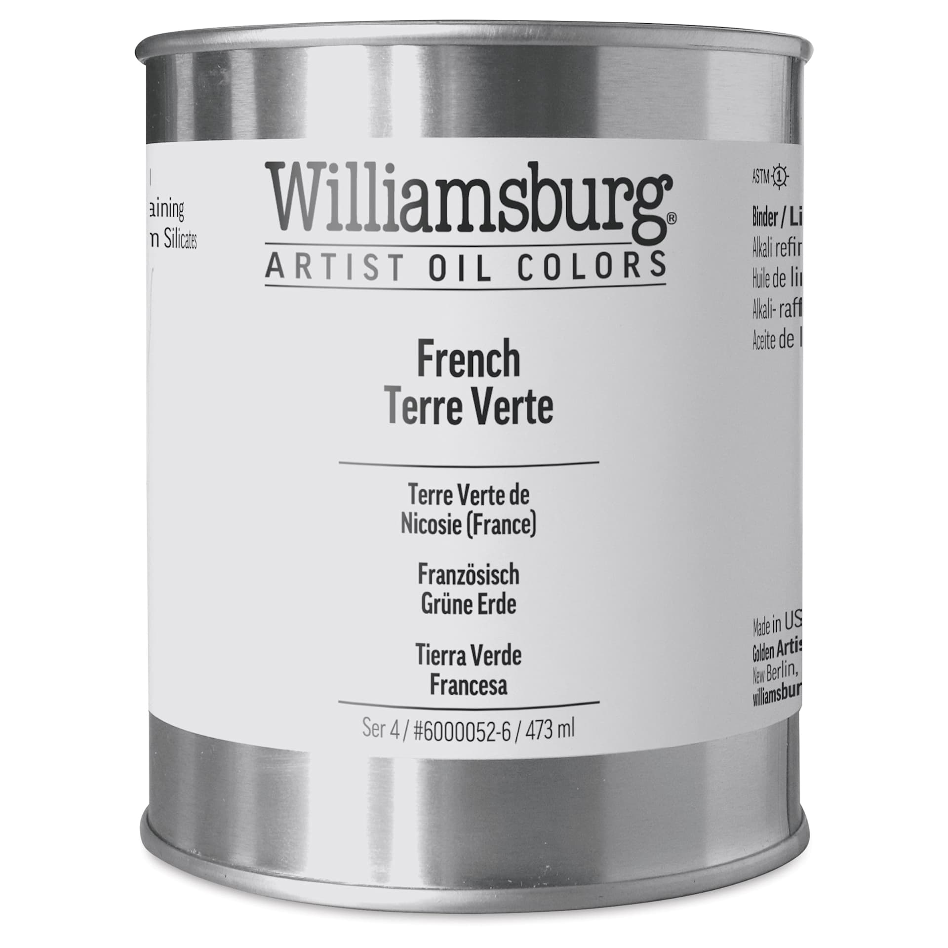 Williamsburg Handmade Oil Paint - French Terre Verte,  16 oz can