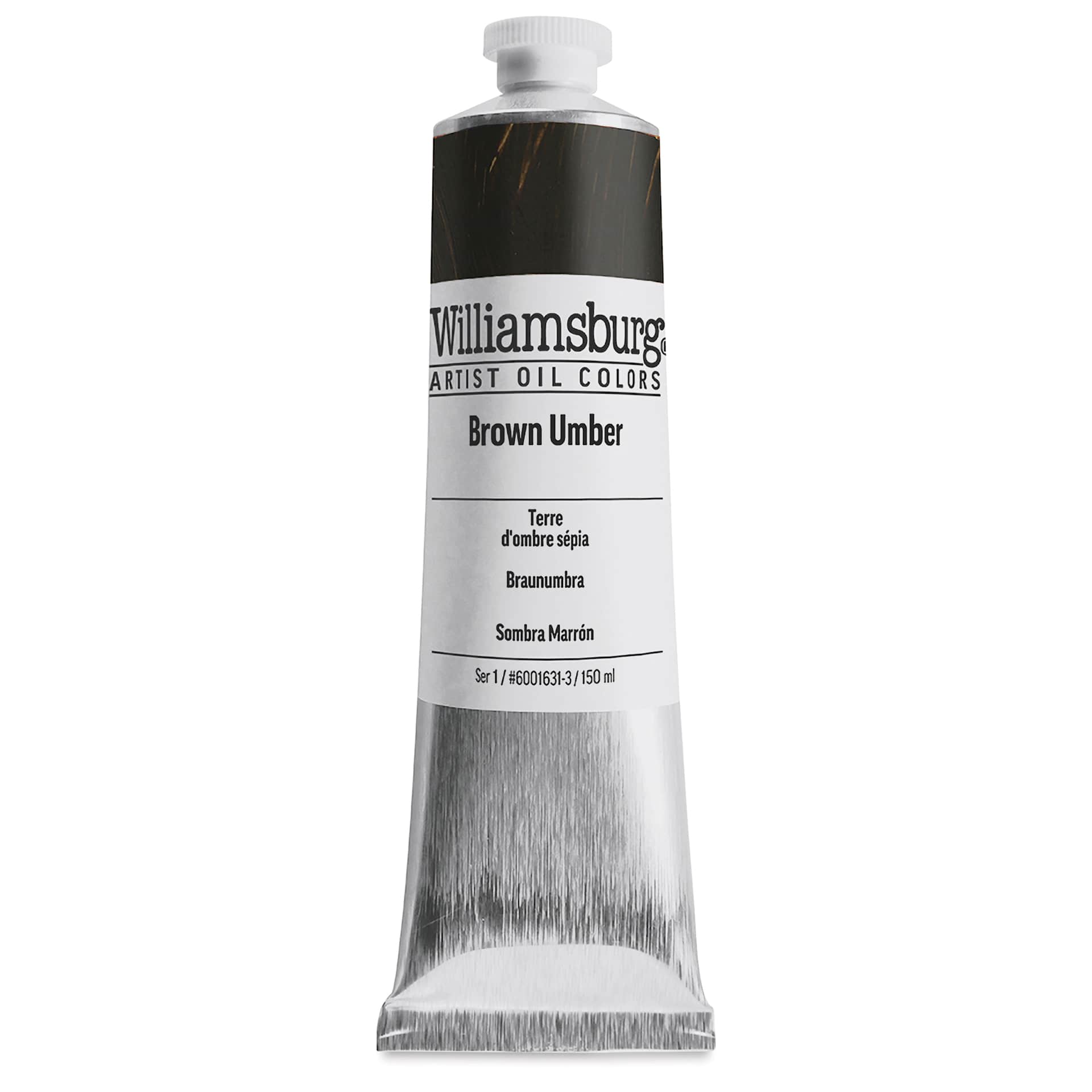 Williamsburg Handmade Oil Paint - Brown Umber, 150 ml tube and swatch
