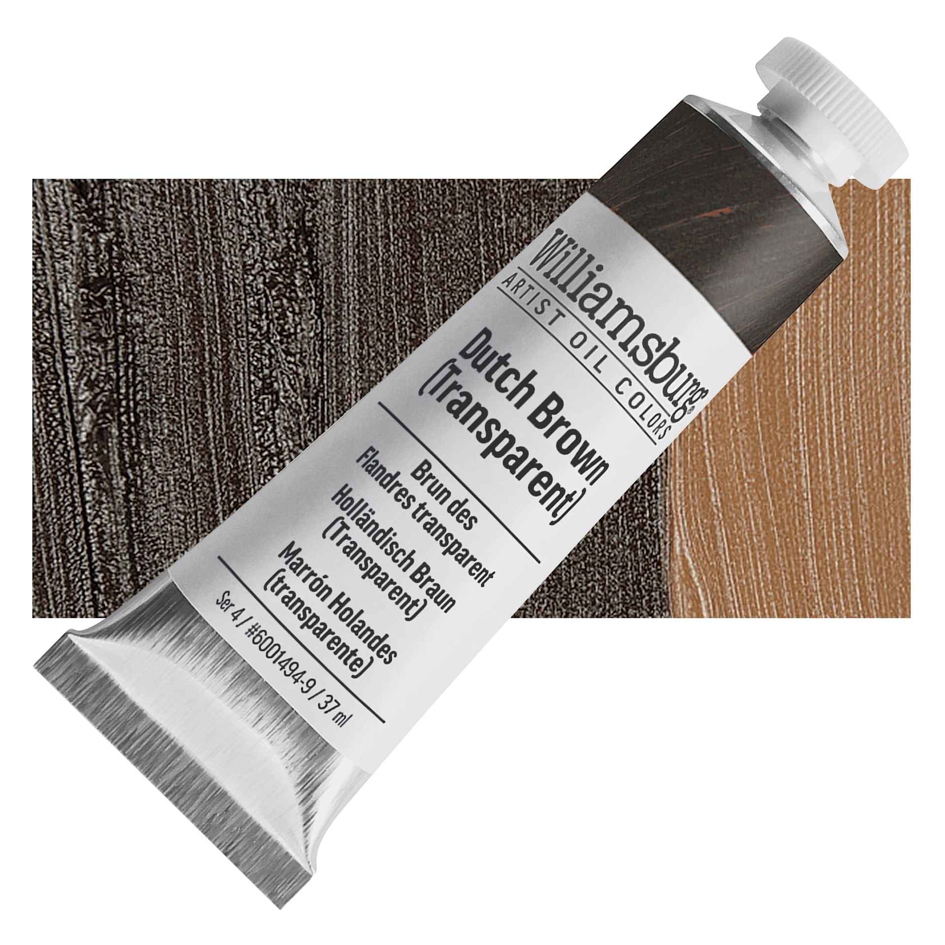 Williamsburg Handmade Oil Paint - Dutch Brown, 37 ml tube and swatch