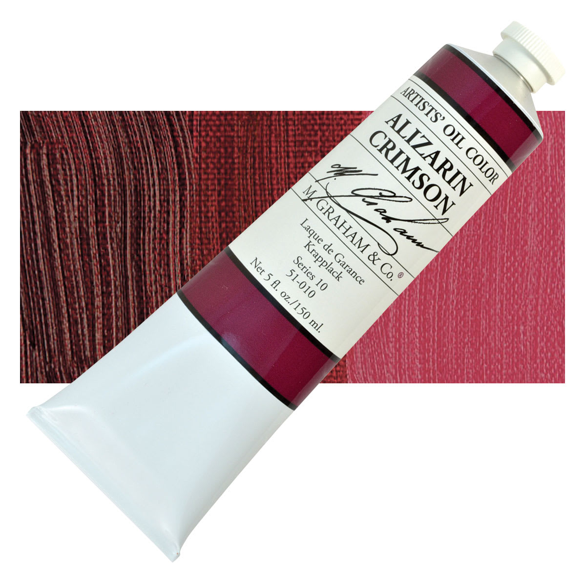 M. Graham Artists' Oil Color - Alizarin Crimson, 150 ml tube and swatch
