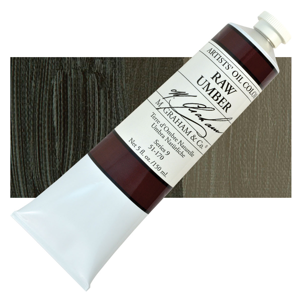 M. Graham Artists' Oil Color - Raw Umber, 150 oz tube and swatch