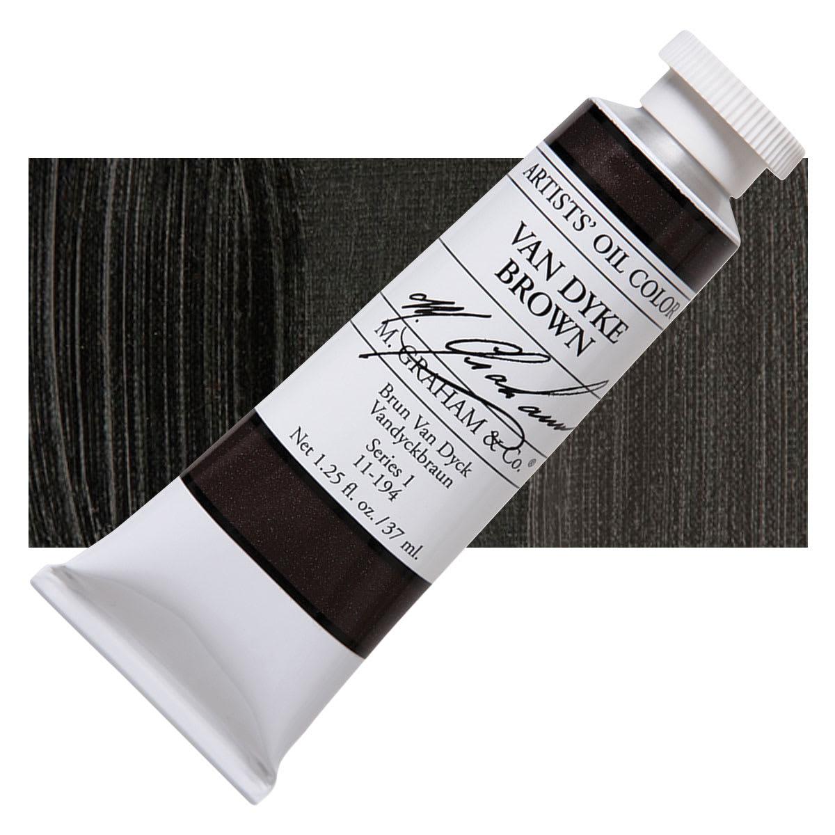 M. Graham Artists' Oil Color - Van Dyke Brown, 37 ml tube and swatch