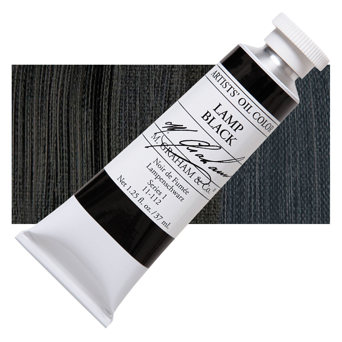 M. Graham Artists' Oil Color - Lamp Black, 37 ml tube and swatch