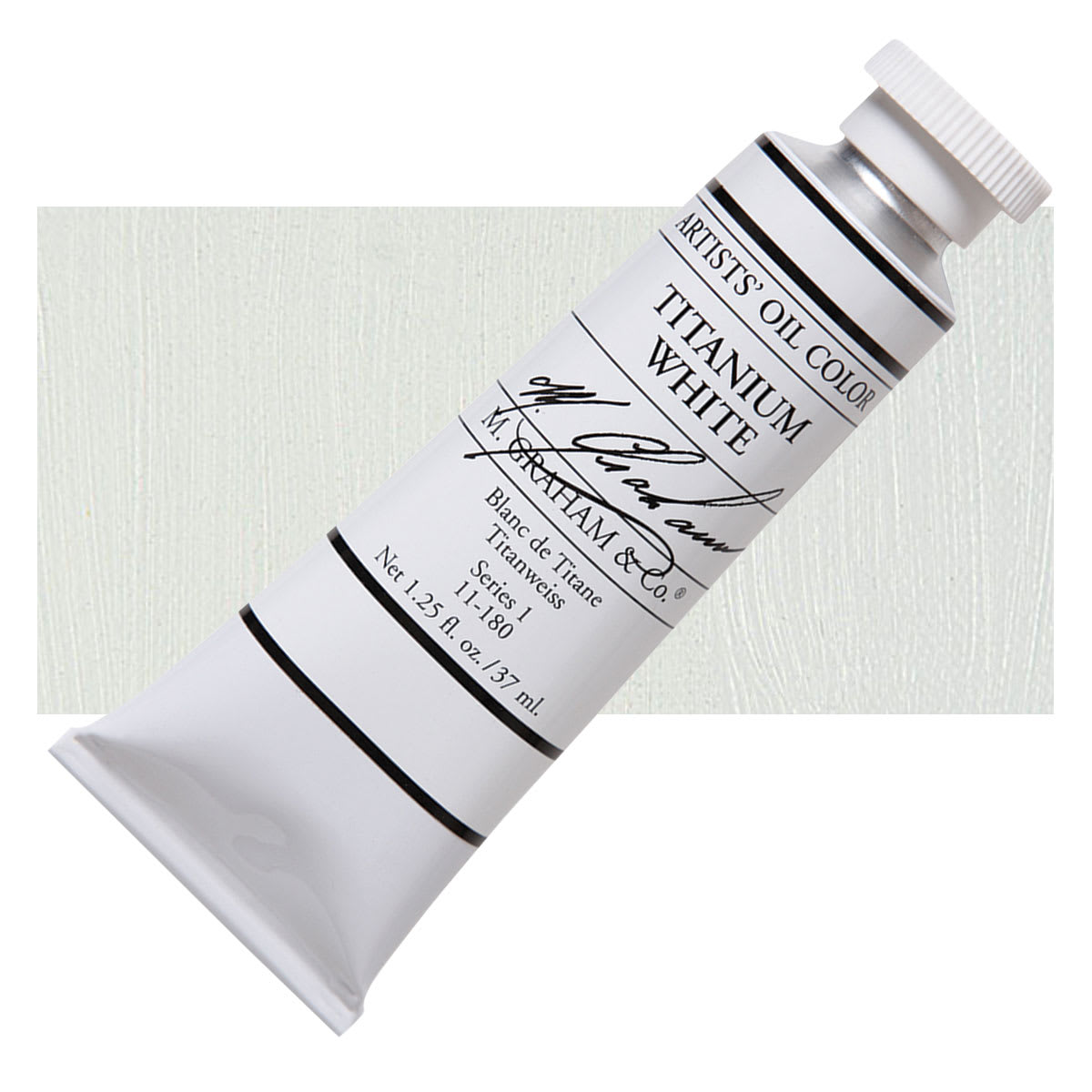 M. Graham Artists' Oil Color - Titanium White, 37 ml tube and swatch
