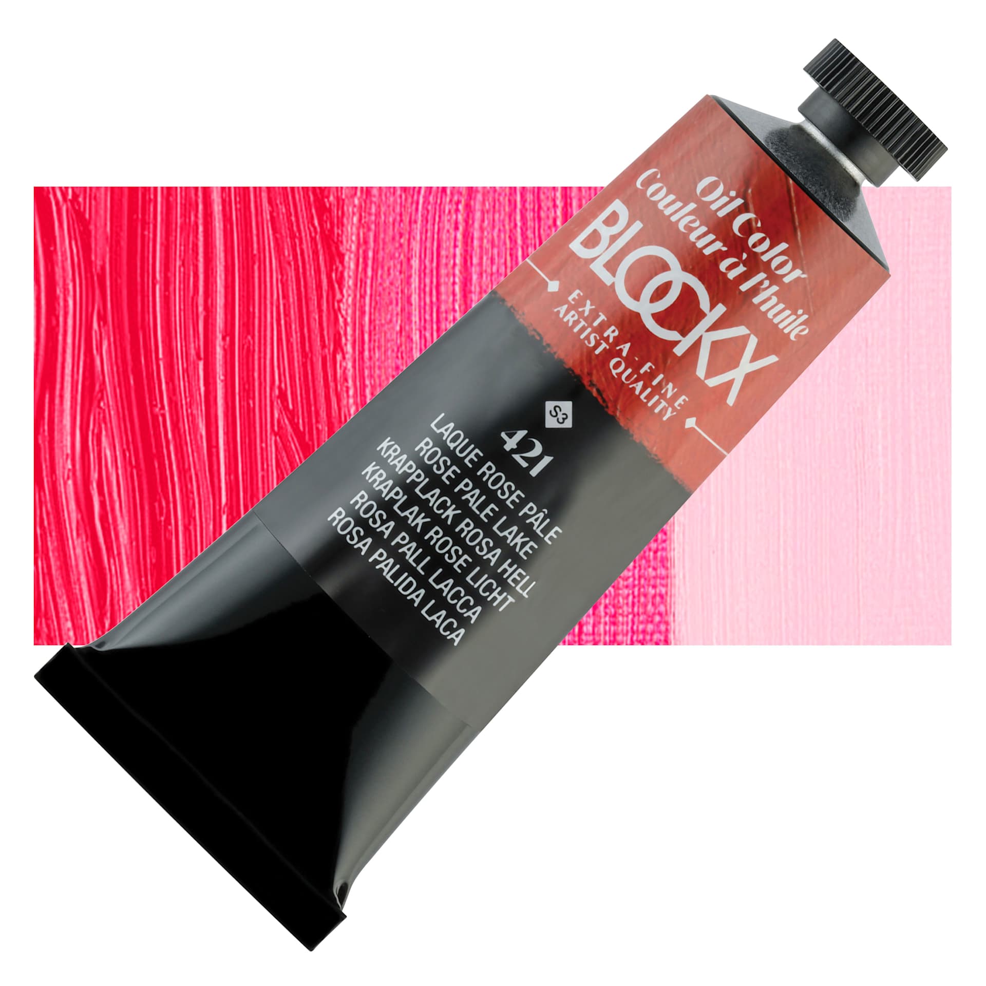 Blockx Artist Oil Color - Rose Madder Pale, 35 ml tube and swatch