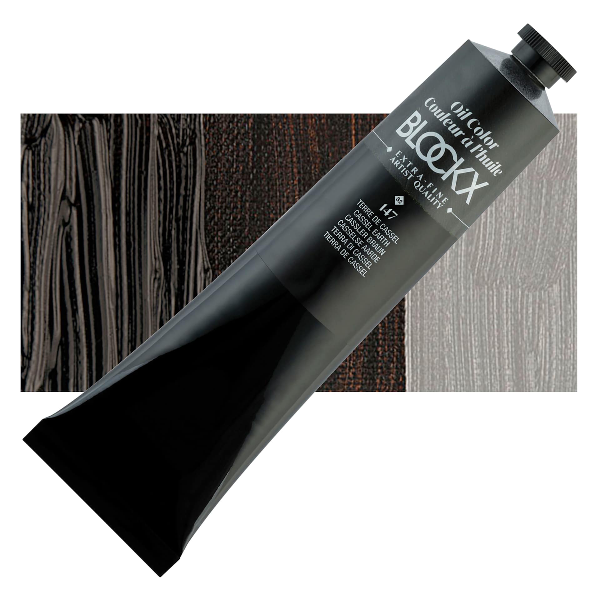 Blockx Artist Oil Color - Cassel Earth, 200 ml Tube and swatch