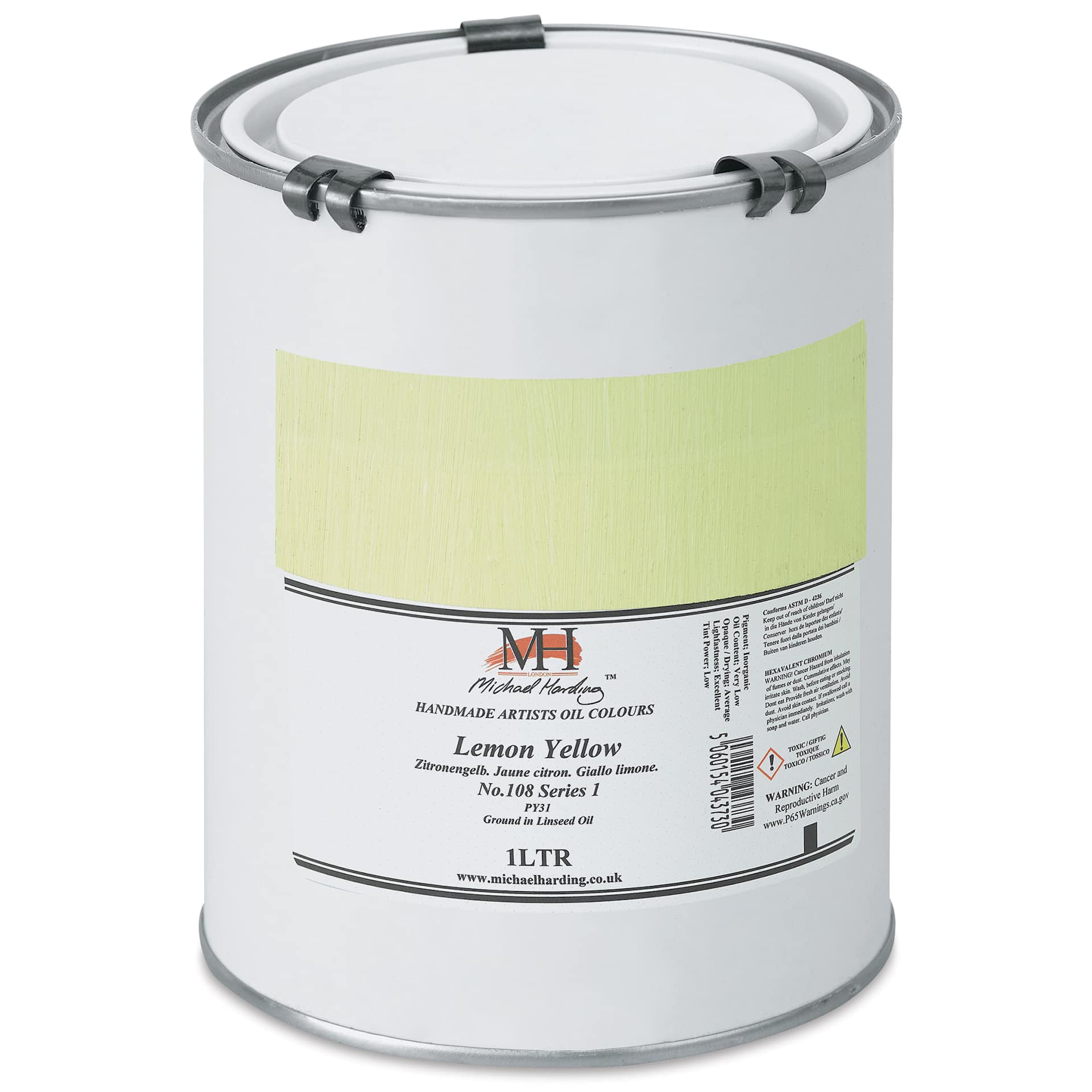 Michael Harding Artists Oil Color - Lemon Yellow, 1 Liter