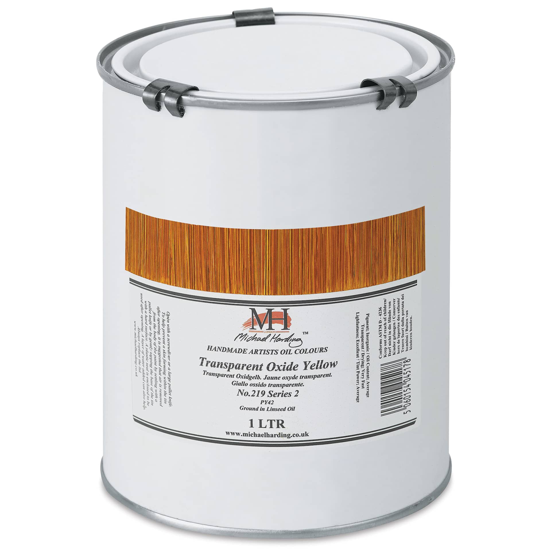 Michael Harding Artists Oil Color - Transparent Oxide Yellow, 1 Liter