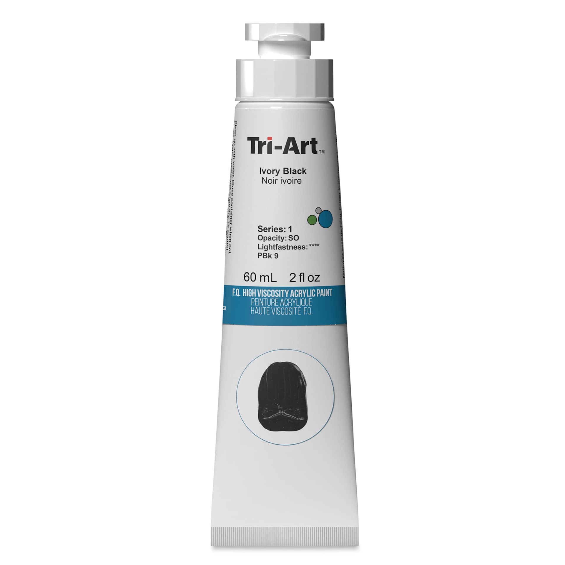 Tri-Art High Viscosity Artist Acrylic - Ivory Black, 60 ml tube