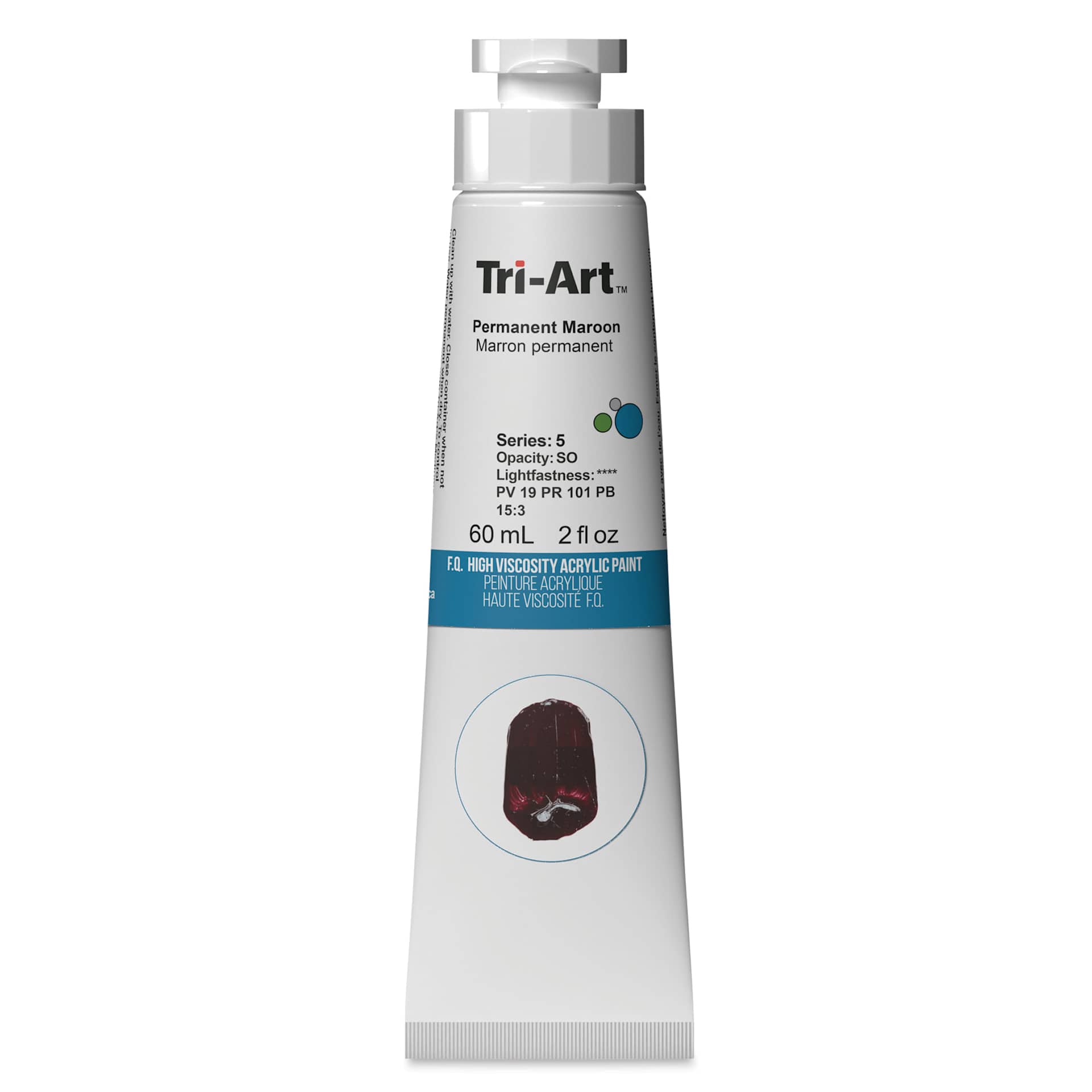 Tri-Art High Viscosity Artist Acrylic - Permanent Maroon, 60 ml tube