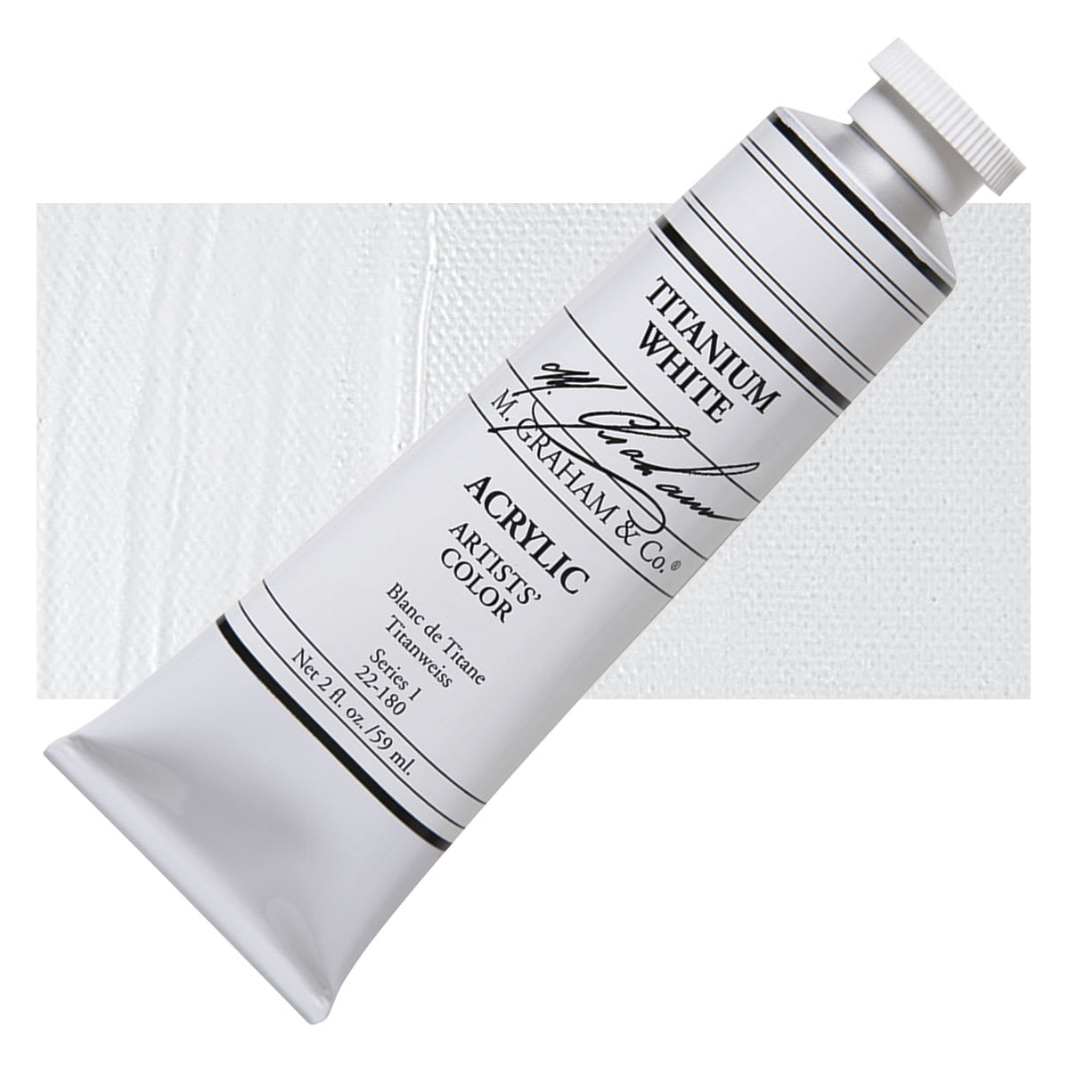 M. Graham Artists' Acrylic - Titanium White, 2 oz tube and swatch