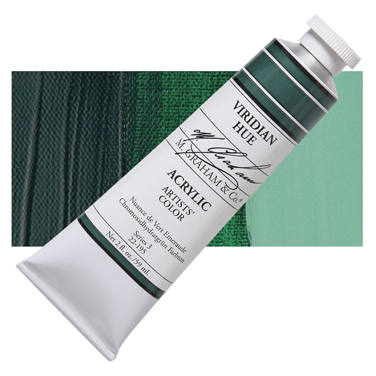M. Graham Artists' Acrylic - Viridian, 2 oz tube and swatch