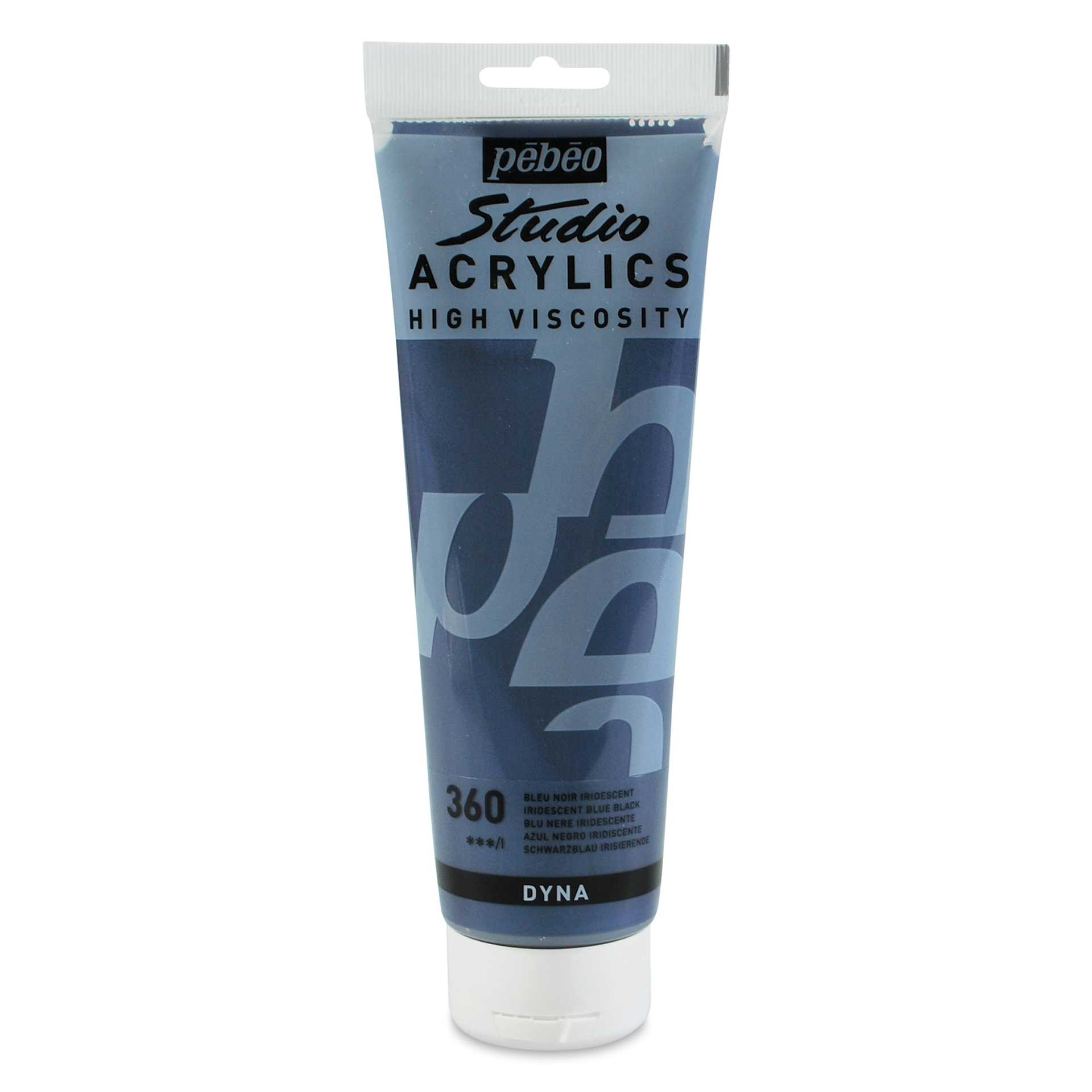 Pebeo High Viscosity Acrylics - Iridescent Blue/Black, 250 ml, Tube (Front)