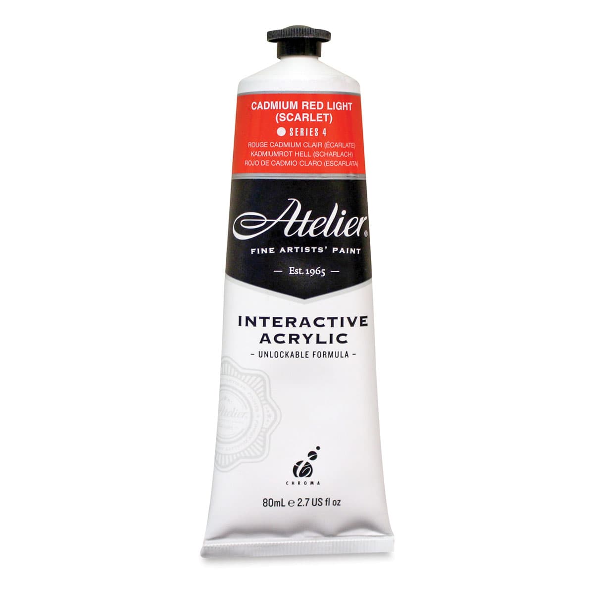 Chroma Atelier Interactive Artists' Acrylics - Cadmium Red Light (Scarlet), 80 ml tube