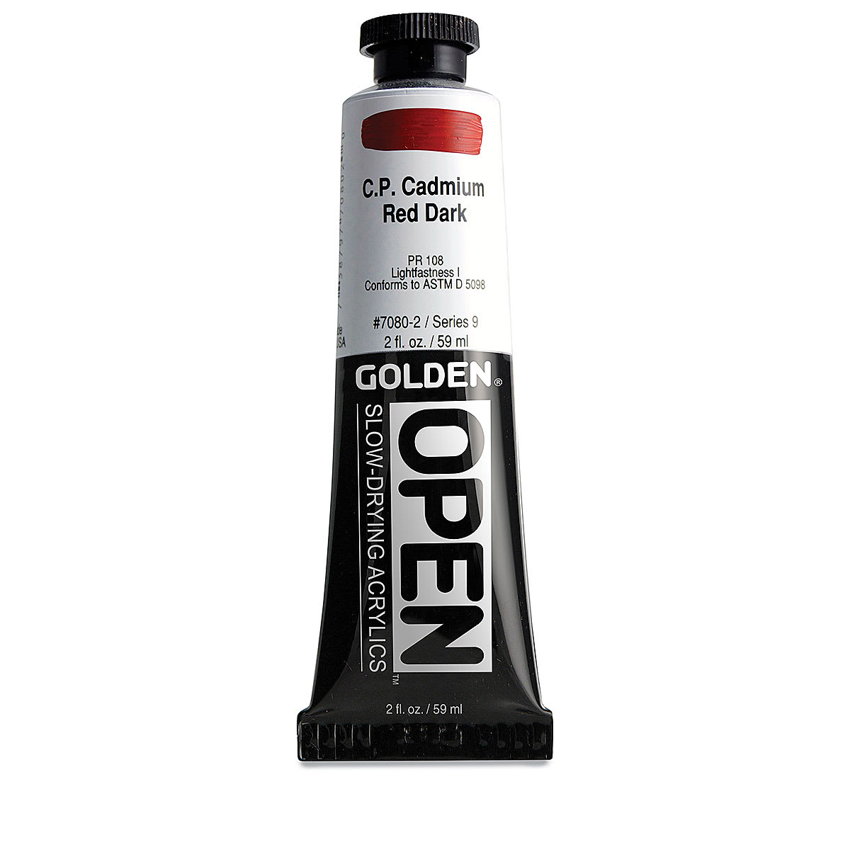 Golden Open Acrylics - Cadmium Red Dark, 2 oz Tube