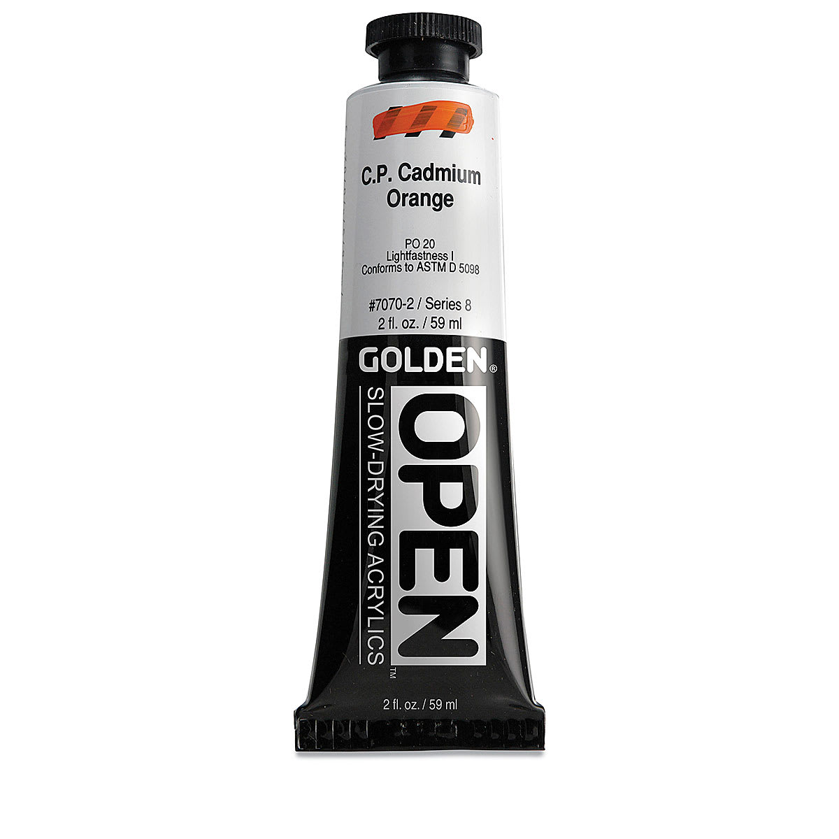 Golden Open Acrylics - Cadmium Orange, 2 oz Tube
