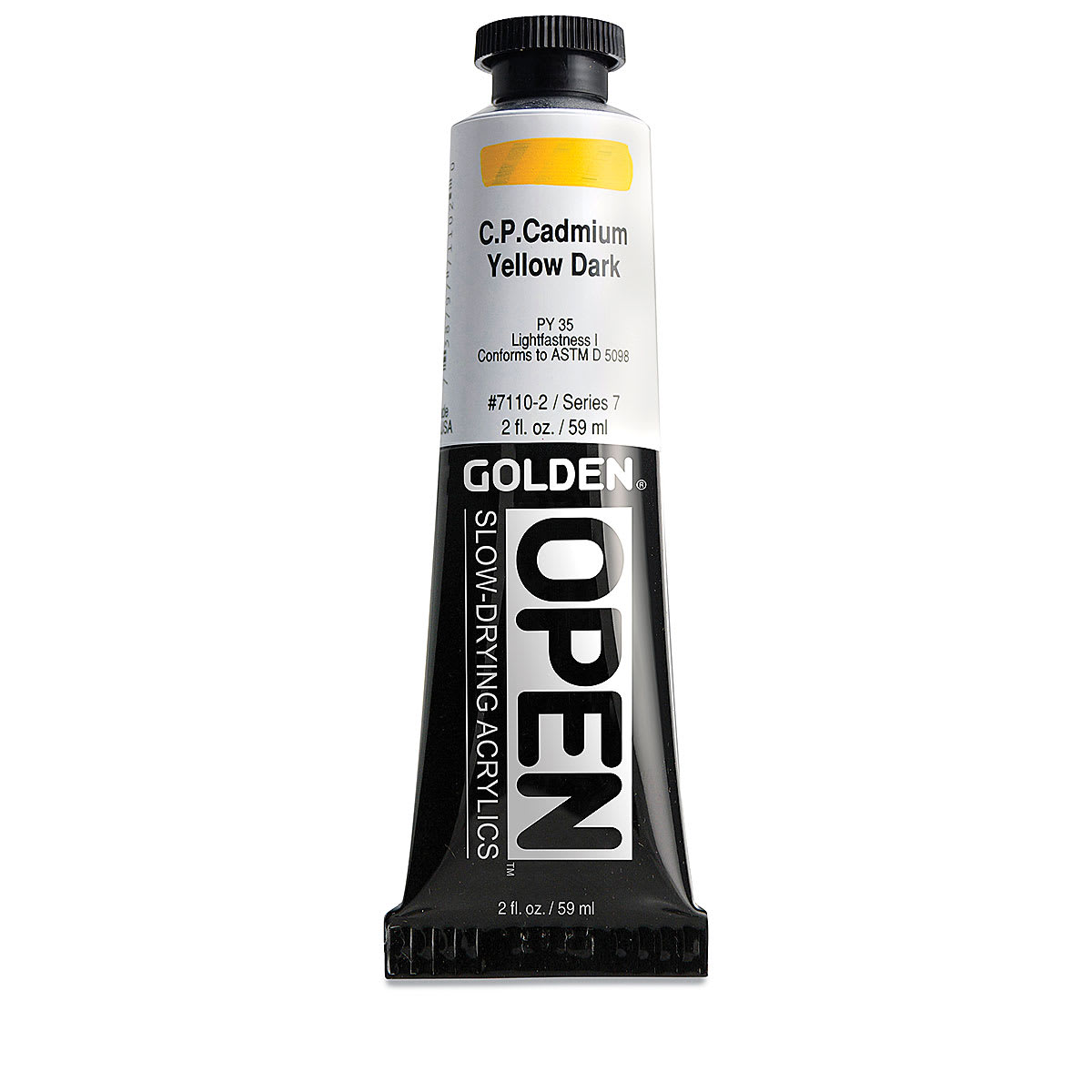Golden Open Acrylics - Cadmium Yellow Dark, 2 oz Tube