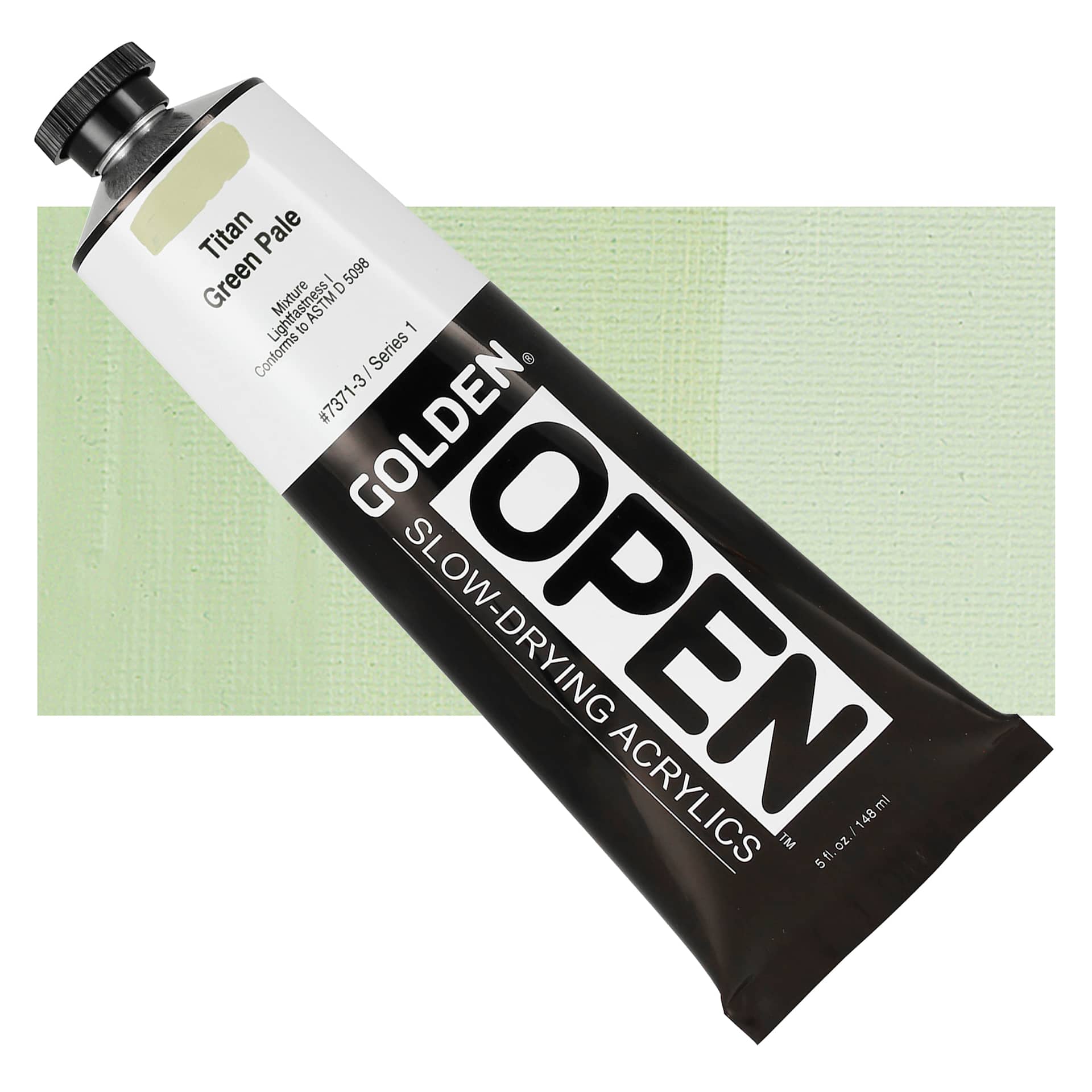 Golden Open Acrylic - Titan Green Pale, 5 oz Tube and swatch
