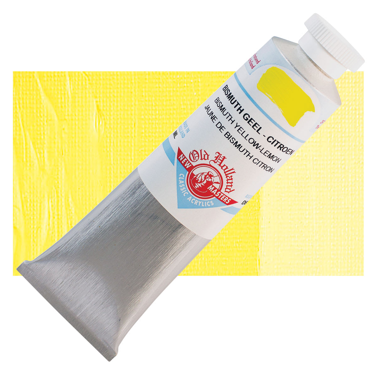 Old Holland New Masters Classic Acrylic Paint - Bismuth Yellow Lemon and swatch