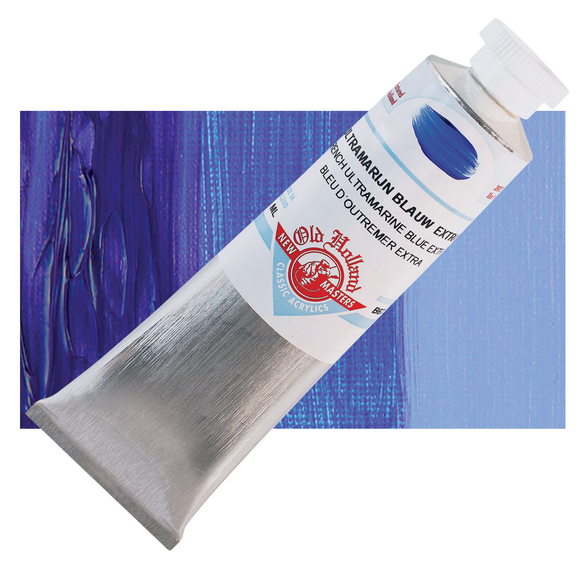 Old Holland New Masters Classic Acrylic Paint - French Ultramarine Extra and swatch