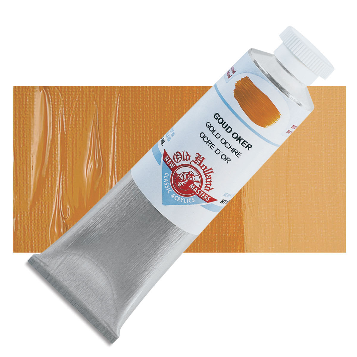 Old Holland New Masters Classic Acrylic Paint - Gold Ochre, 60 ml tube and swatch