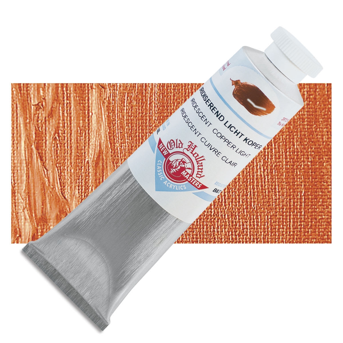 Old Holland New Masters Classic Acrylic Paint - Iridescent Light Copper and swatch