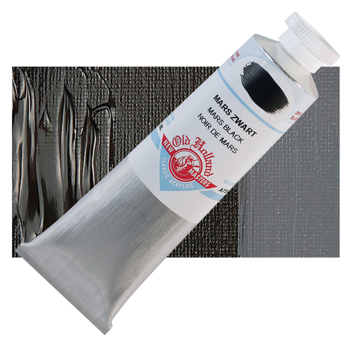 Old Holland New Masters Classic Acrylic Paint - Mars Black, 60 ml tube and swatch