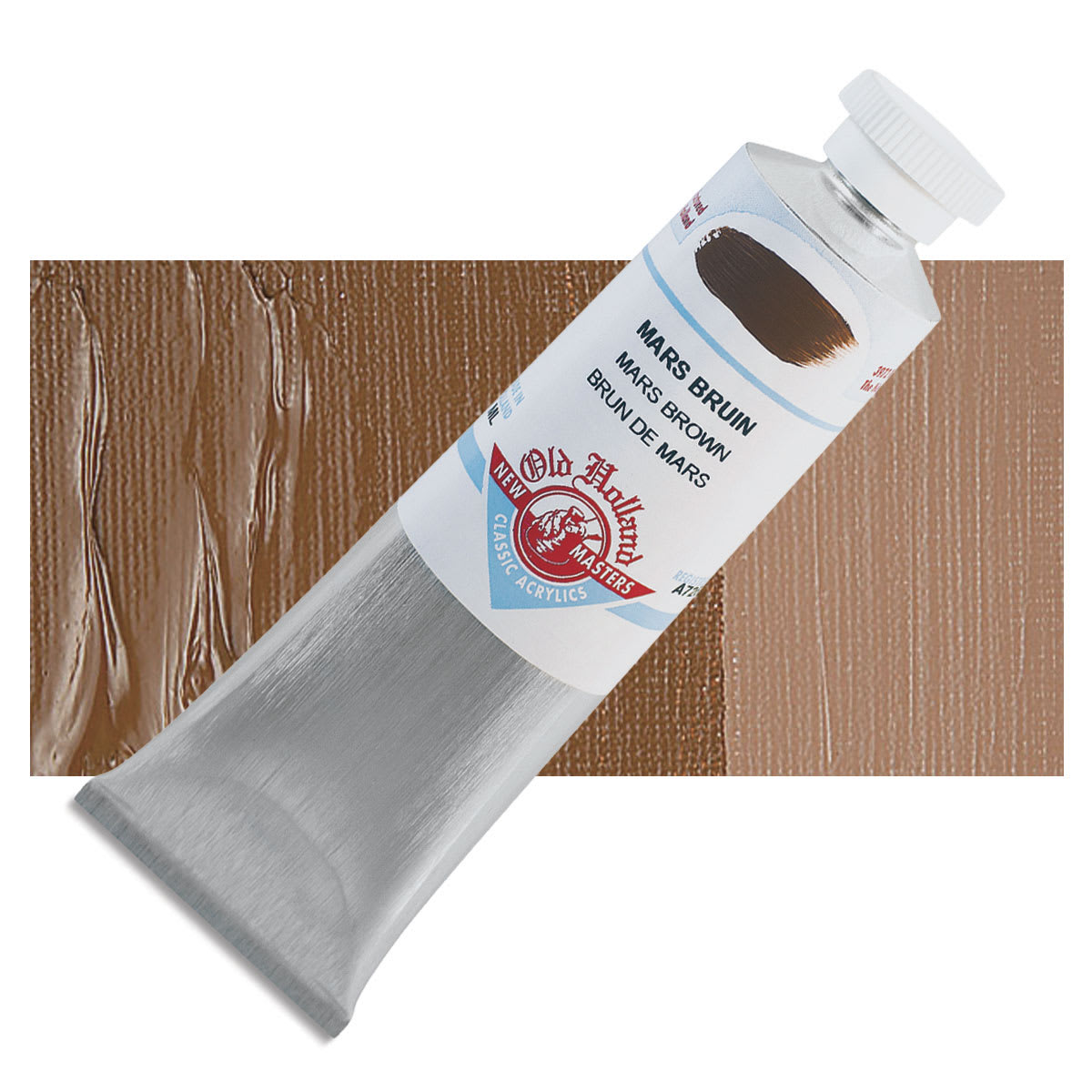 Old Holland New Masters Classic Acrylic Paint - Mars Brown, 60 ml tube and swatch