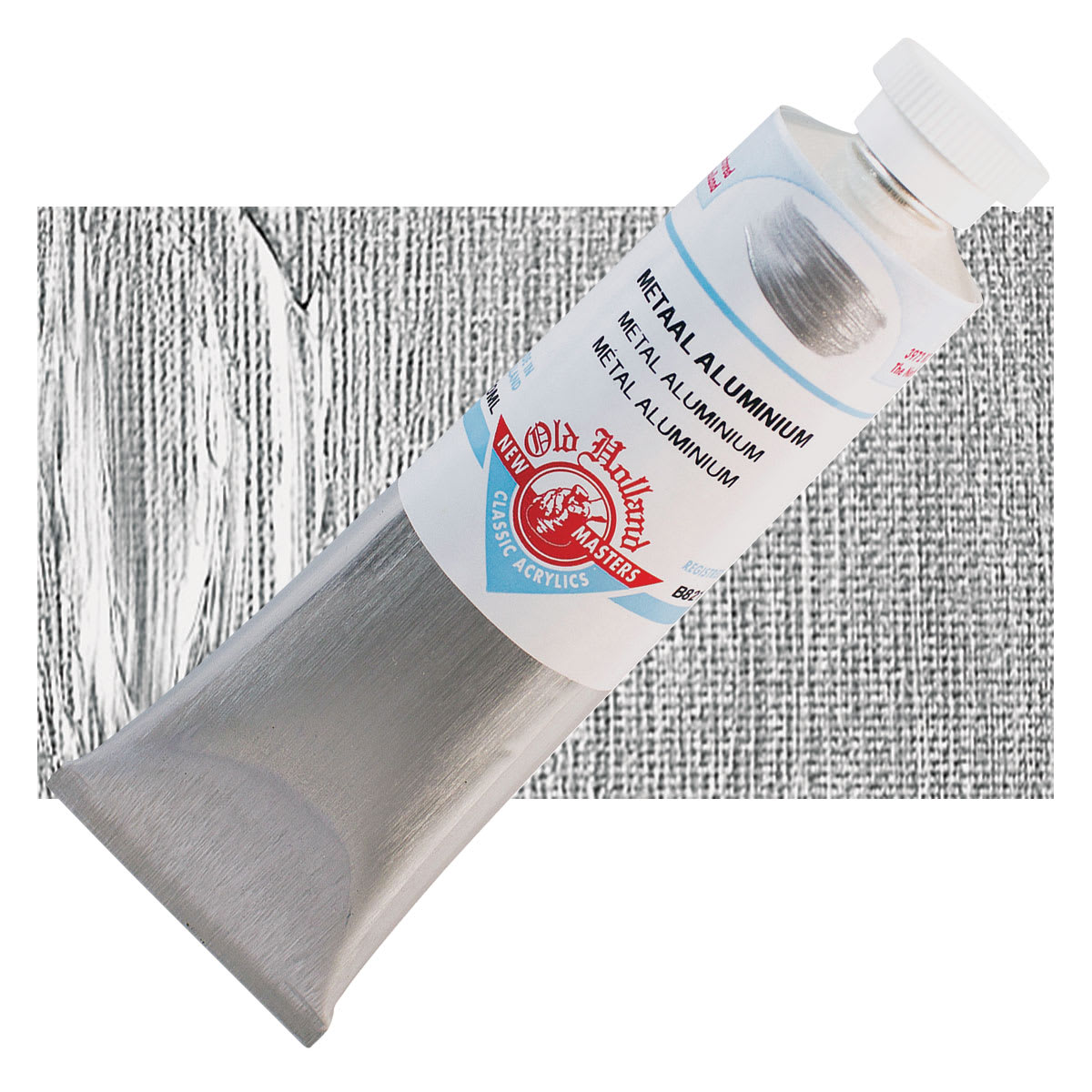 Old Holland New Masters Classic Acrylic Paint - Metallic Aluminum, 60 ml tube and swatch