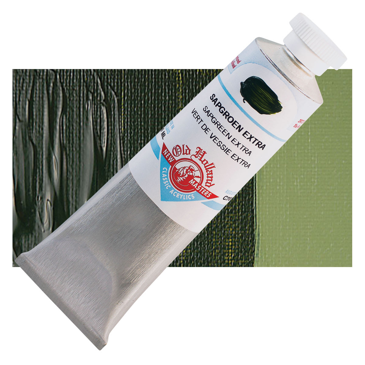 Old Holland New Masters Classic Acrylic Paint - Sap Green Extra and swatch