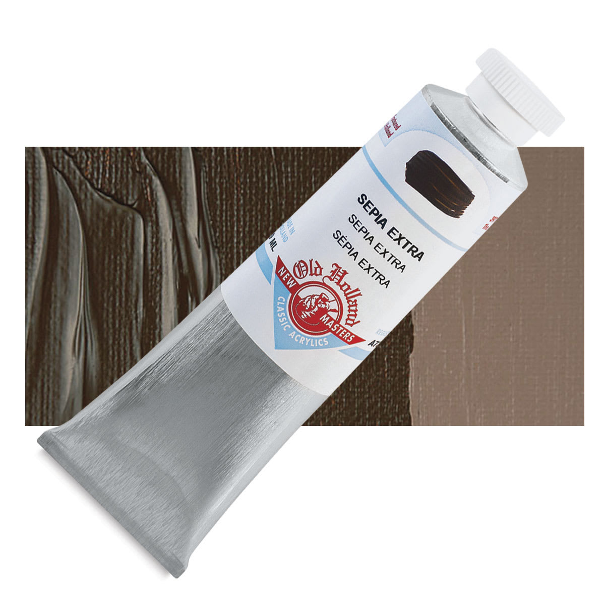 Old Holland New Masters Classic Acrylic Paint - Sepia Extra and swatch