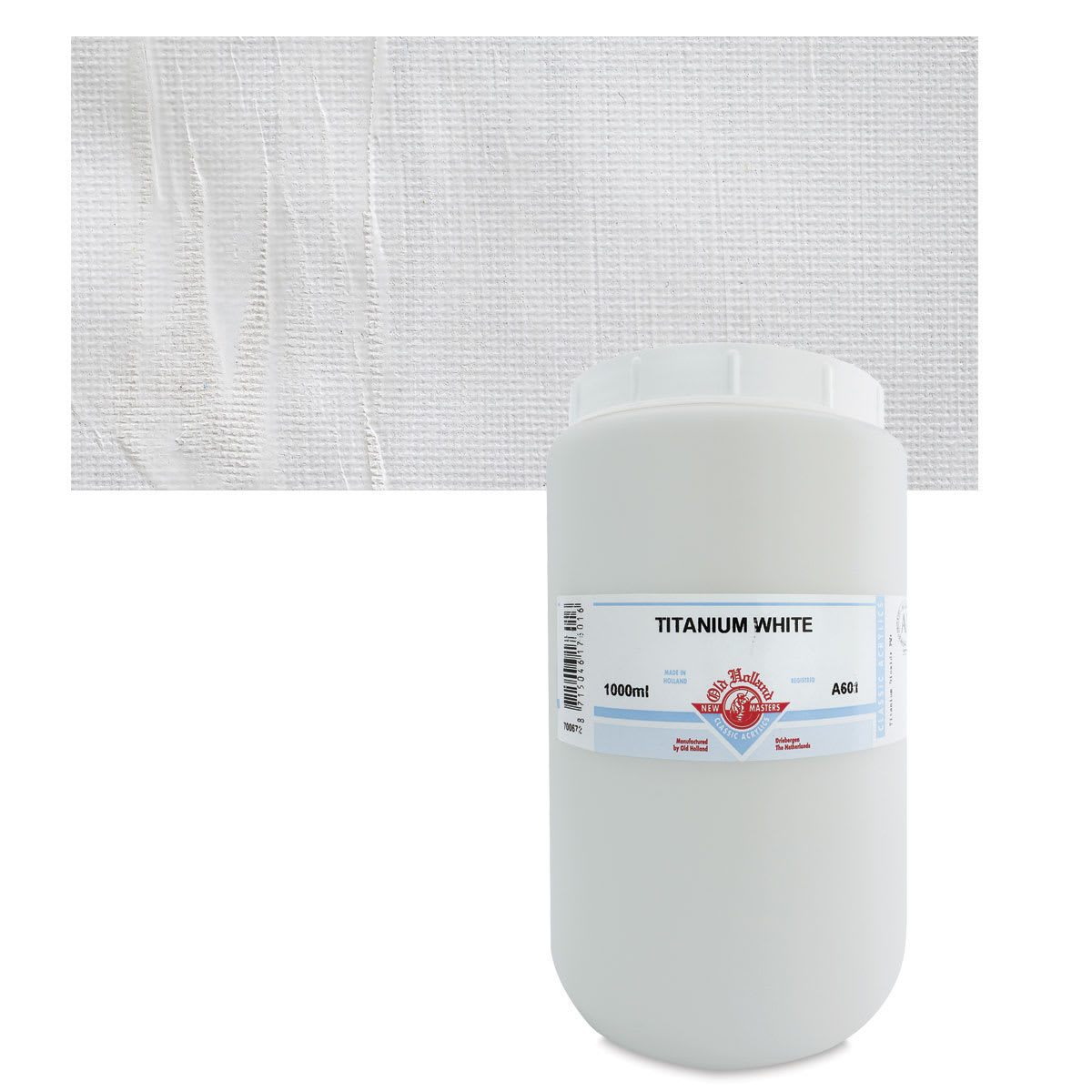 Old Holland New Masters Classic Acrylic Paint - Titanium White, 1 L jar and swatch