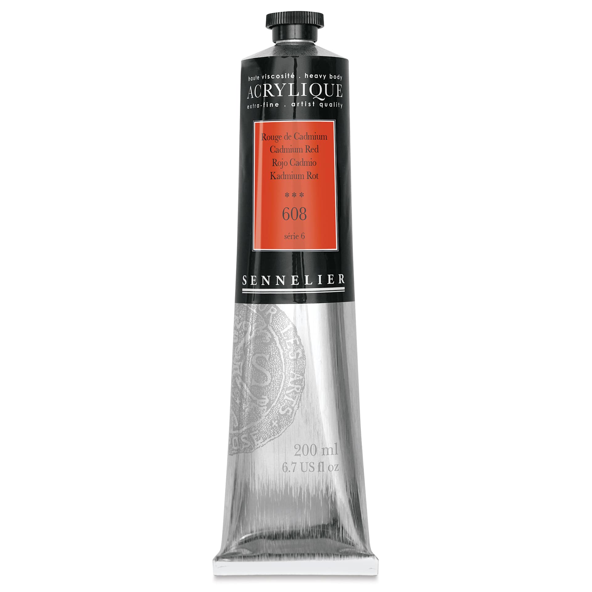 Sennelier Extra-Fine Artist Acryliques - Cadmium Red, 200 ml tube