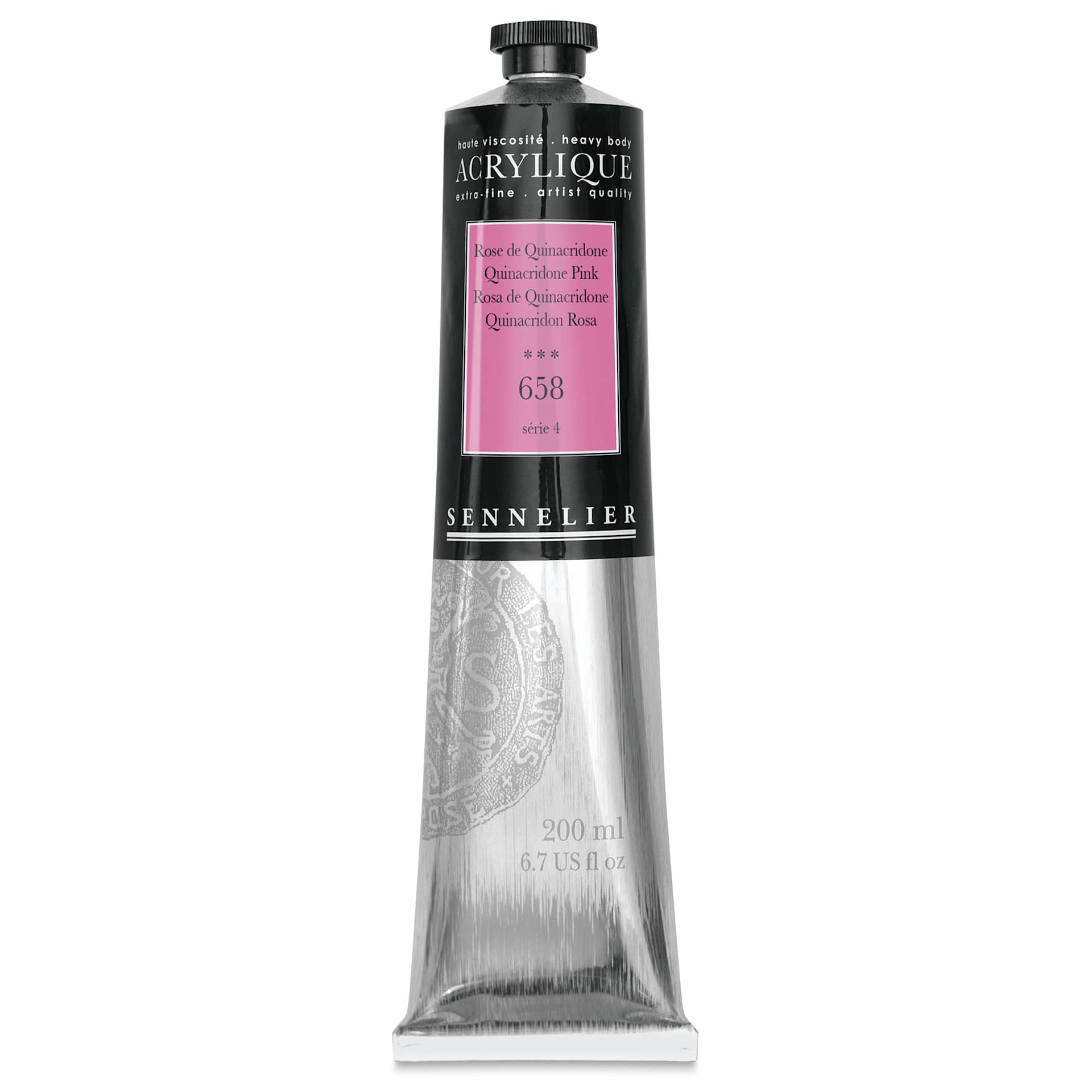 Sennelier Extra-Fine Artist Acryliques - Quinacridone Pink, 200 ml tube