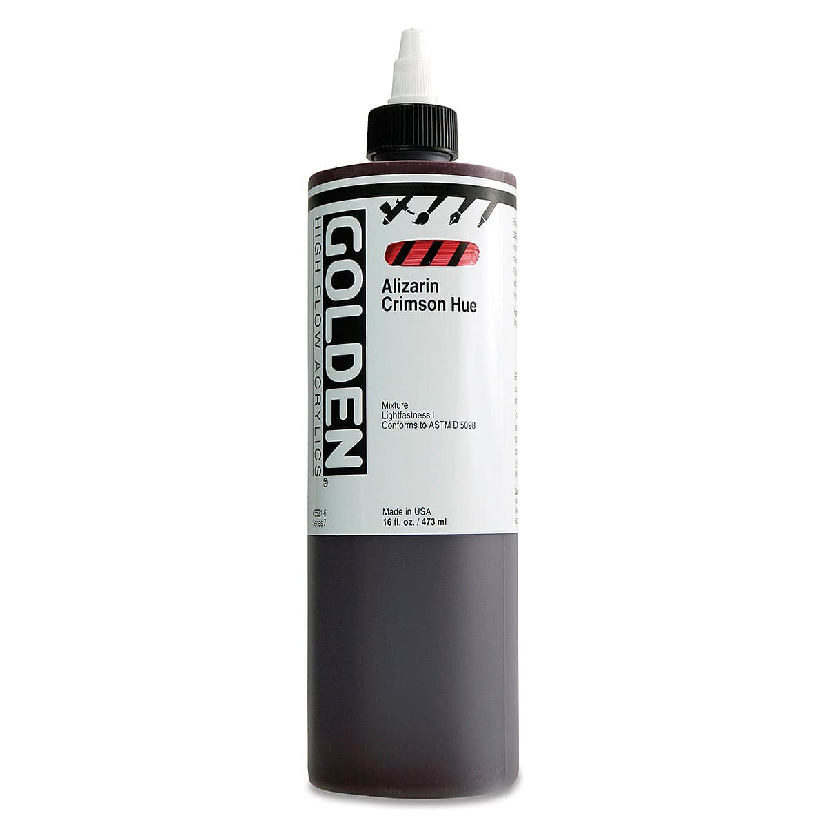 Golden High Flow Acrylics - Alizarin Crimson Hue, 16 oz bottle