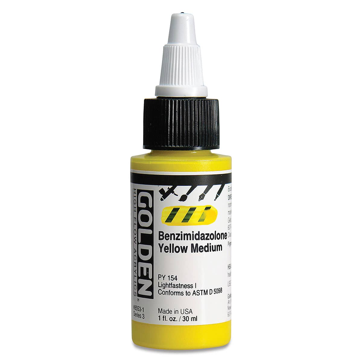 Golden High Flow Acrylics - Benzimidazolone Yellow Medium, 1 oz bottle