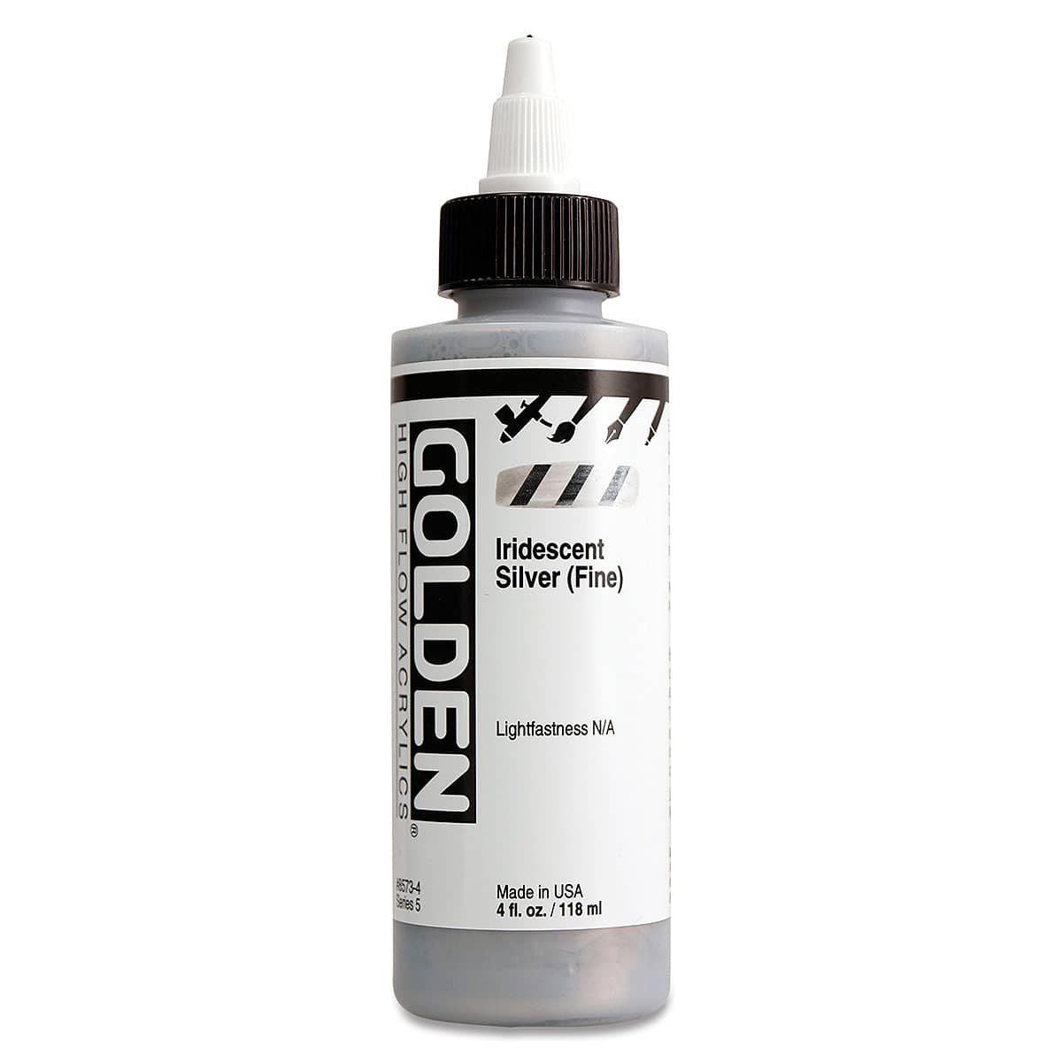 Golden High Flow Acrylics - Iridescent Silver (Fine), 4 oz bottle