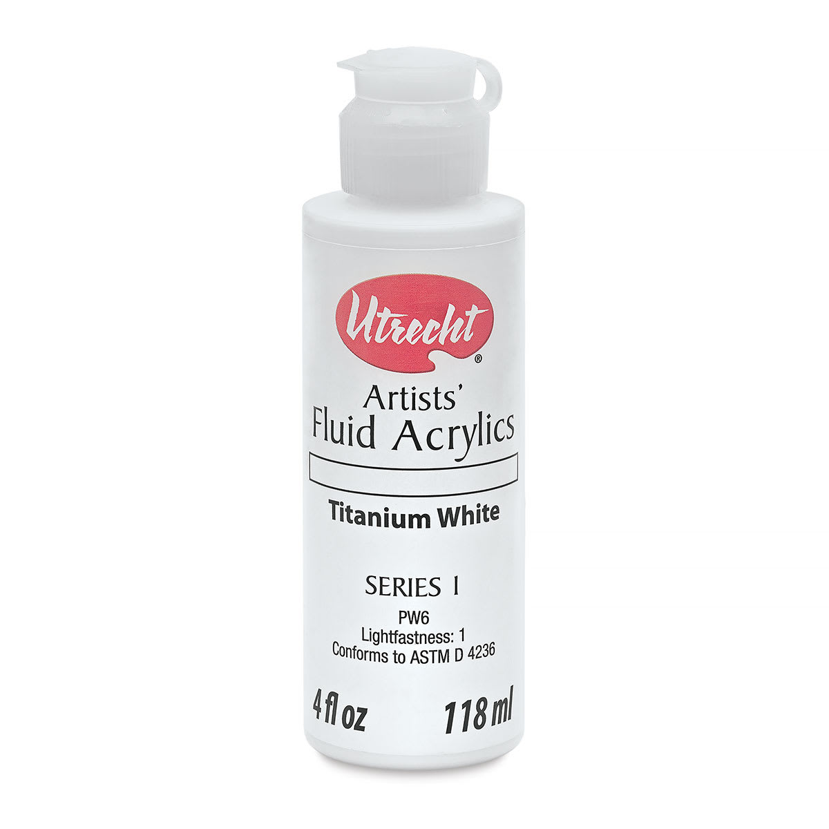 Utrecht Fluid Acrylics - Titanium White, 4 oz bottle