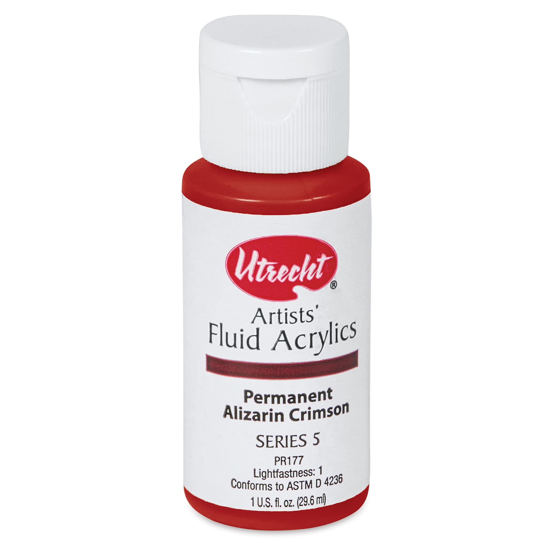 Utrecht Fluid Acrylics - Permanent Alizarin Crimson, 1 oz bottle