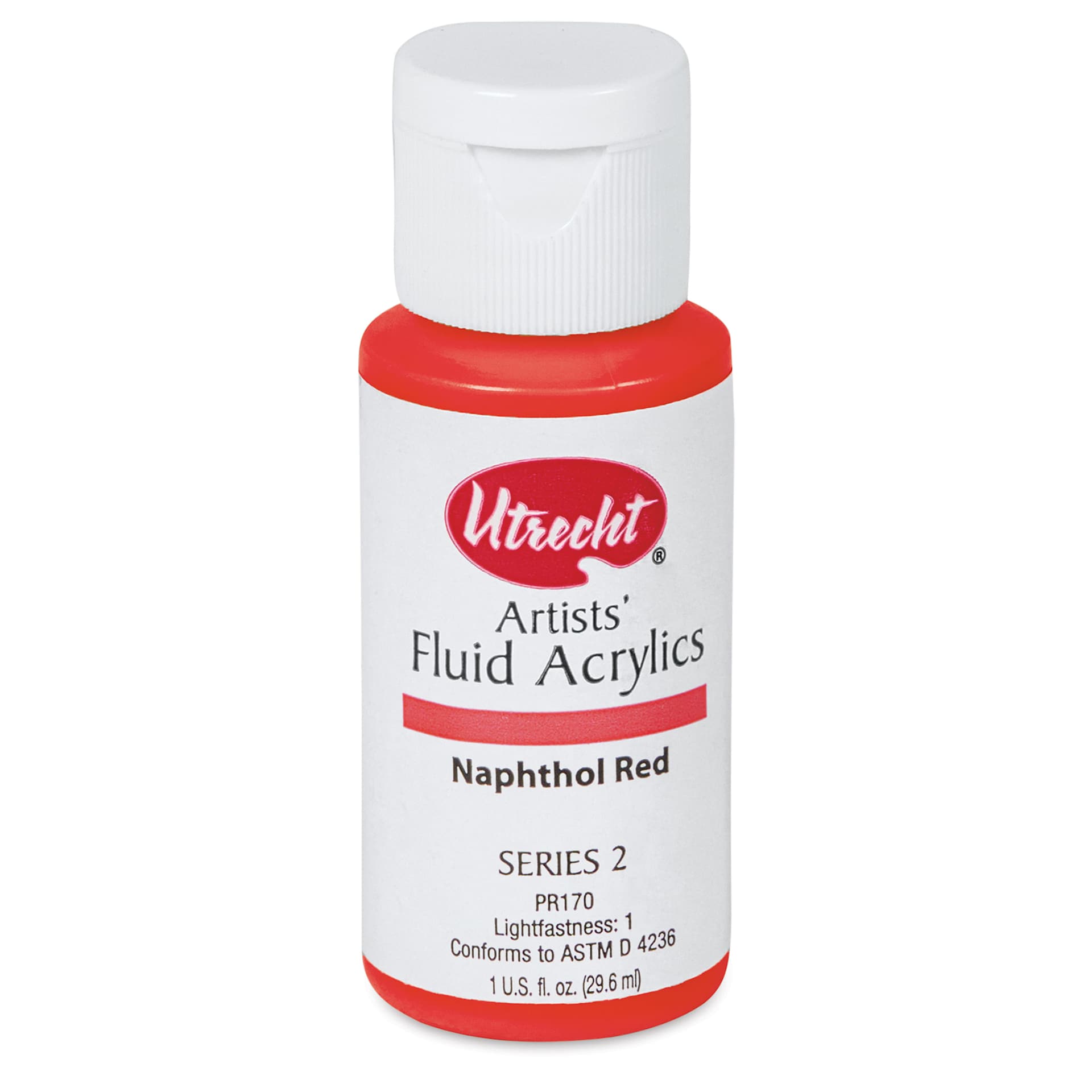 Utrecht Fluid Acrylics - Napthol Red, 1 oz bottle